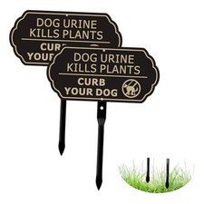 Yuntarda Curb Your Dog Sign Dog Urine Kills Plants Sign,2 Pack 12  x6  with Red