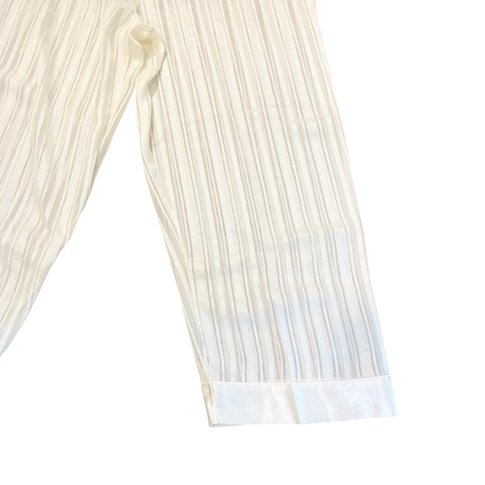 Conjunto de pijama lencería Morgan Taylor vintage años 90 marfil rayas botón delantero ancho L Foto 4 de 4