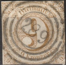 9 Kr. MiNr. 34 mit Nr.Stpl. 289 STADTILM ( Schwarzburg )