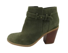 Amputee Left Sole Society Size 8M Army Green Suede Block Heel Ankle Zip Bootie