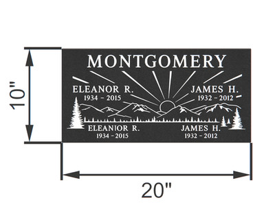 20x10x3 Black Granite Flat Grave Marker   Personalized Double Headstone