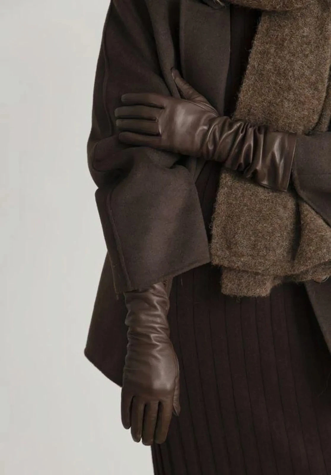 Genuine Leather Long Gloves Women Opera Length Elegant Winter Dress Wear