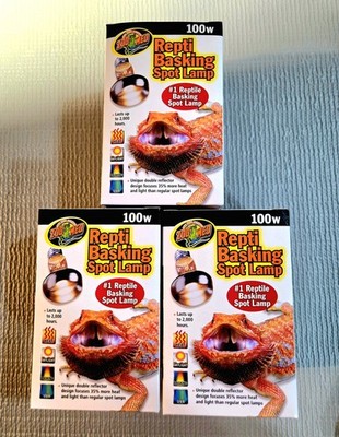 3-Zoo Med Repti Basking Spot Lamp Reptile 100 W / 100 Watt New In Box!