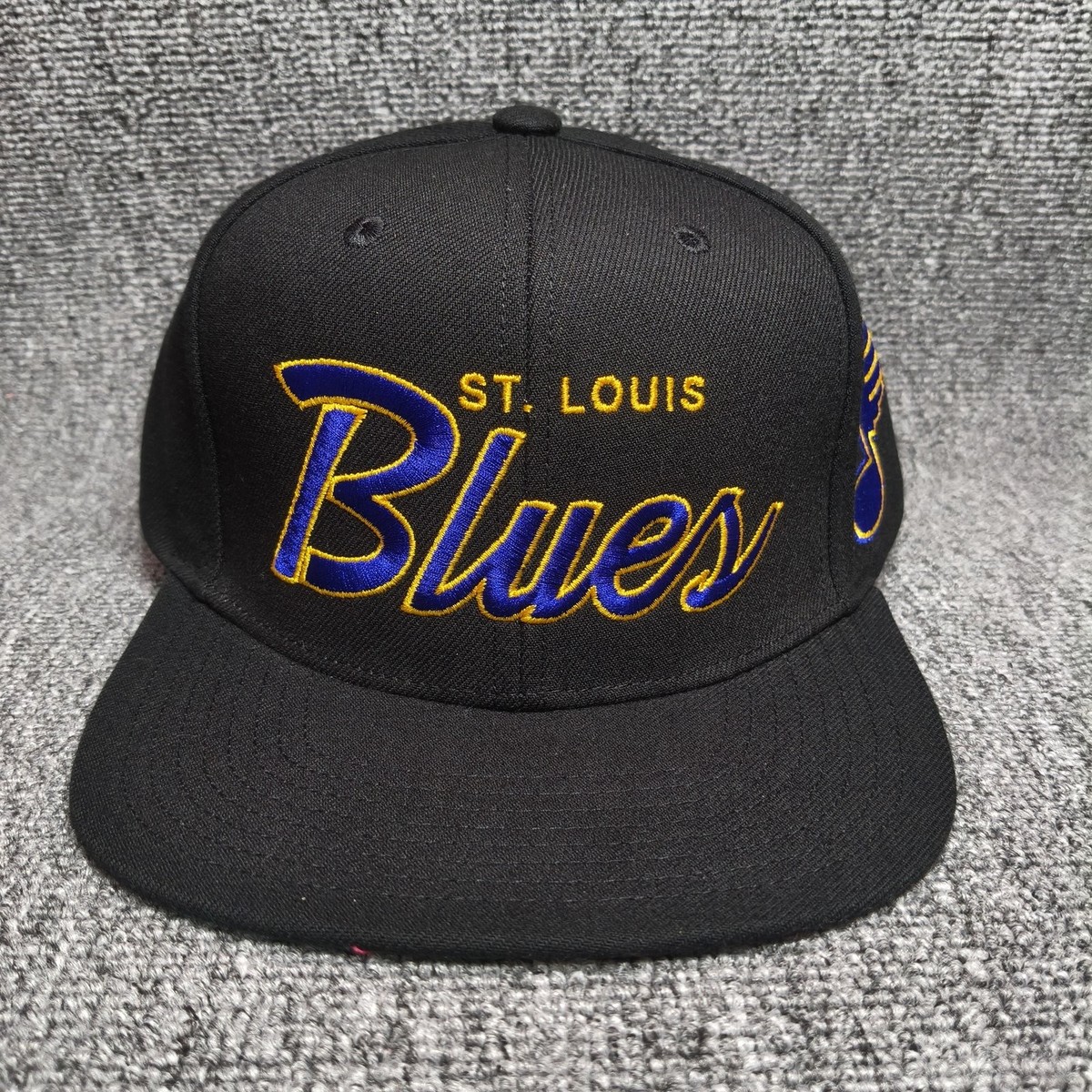 Mitchell & Ness St. Louis Blues NHL Black Script Logo Snapback Hat