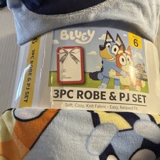 Bluey Boys 3 Piece Robe  Pajama Set Size Small 6 