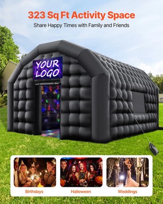 Inflatable Nightclub, 19.7 x 16.4 x 12 ft Inflatable Party Tent with 680W Blower