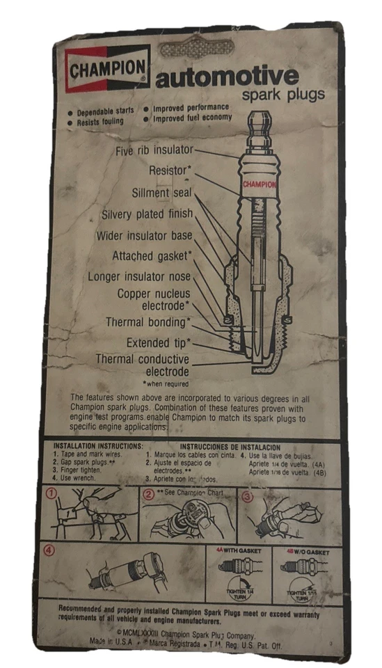 4 - PACK, CHAMPION RBL16Y RBL 16Y Spark Plugs,Stock No. 35,29655,Vintage,NOS - Image 4 of 4