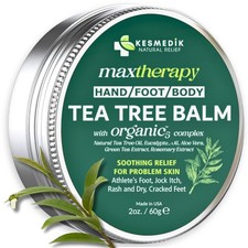 Tea Tree Oil Balm for Skin, Soothes Itching, Rashes & Dry Skin, Antifungal De...