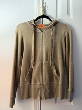 Y2K Juicy Couture Velour Track Zip Up J Zipper Tan Hoodie Small Jacket Vintage