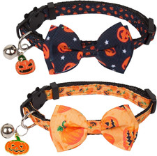 Cat Collars with Bow Tie 2 Pack Breakaway Kitten Collar Adjustable Girl Boy Cats
