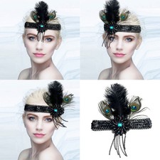 Elastic Headpiece Peafowl Ostrich Feather Glitter Tassels User Friendly Design