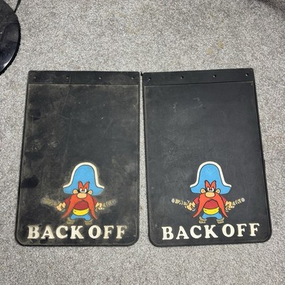 1970s Yosemite Sam Back Off Warner Bros Mud Flap Splash Guards Truck 12x18 rare