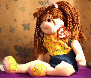TY Beanie Boppers "Lovable Lulu"  2001  12" soft Doll with  Yarn Hair 