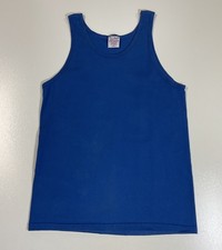 Vintage Pluma Blank Blue Sleeveless Tank Top T-Shirt Sz M Made In USA 90s