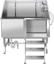 50" Stainless Steel Dog Washing Pool Large Pet Grooming Bath w/Faucet Accessorie