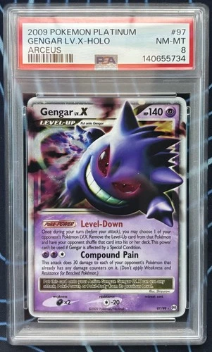2009 POKEMON PLATINUM GENGAR LV.X - HOLO ARCEUS #97 PSA 8