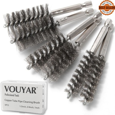 #ad 6PCS Copper Pipe Cleaning Brush Set 1 2 3 4 1in with Hex Shank $17.70