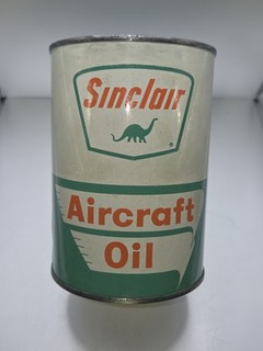 Motor oil Qt can sinclair aircraft crimp seam empty nice can