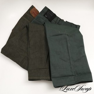 LOT X2 Levis Levi Strauss Olive Jungle Green 501 Rigid Stiff Denim Jeans W38 L34