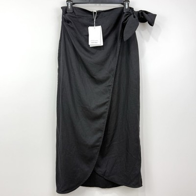 Other Stories Wrap Skirt Womens 4 Black NWT Capsule Linen Elevated Basic Boho