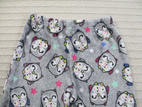 Owl Girls Pajama Pants 6 Gray Fleece Bow Stretch Pull On Polyester Members Mark - Picture 4 of 10