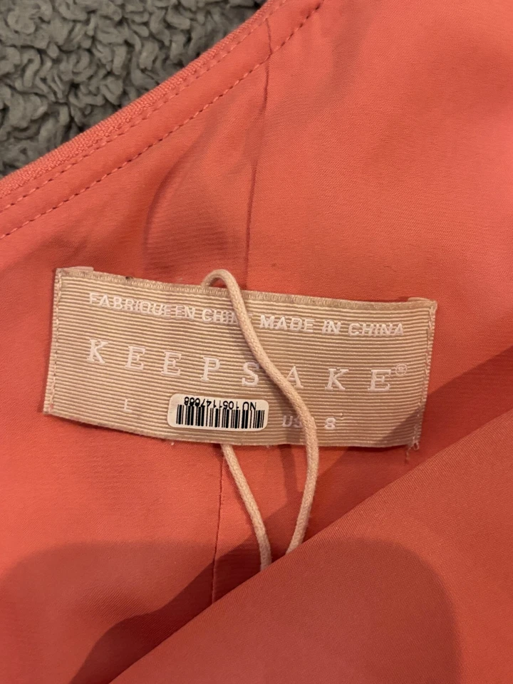 Vestido KEEPSAKE Mujer L/8 Melocotón Coral Maxi Volantes Informal Formal Foto 2 de 4