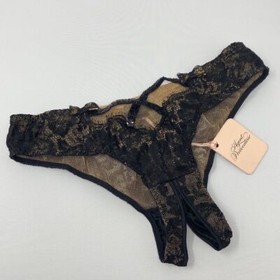 Agent Provocateur Adelia SOIREE Black Gold Ouvert Brief AP2 Small NWT $530