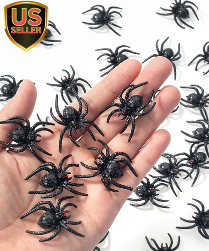- Halloween Plastic Spiders, Black, 30 Pcs, Small Plastic Spiders Halloween S...