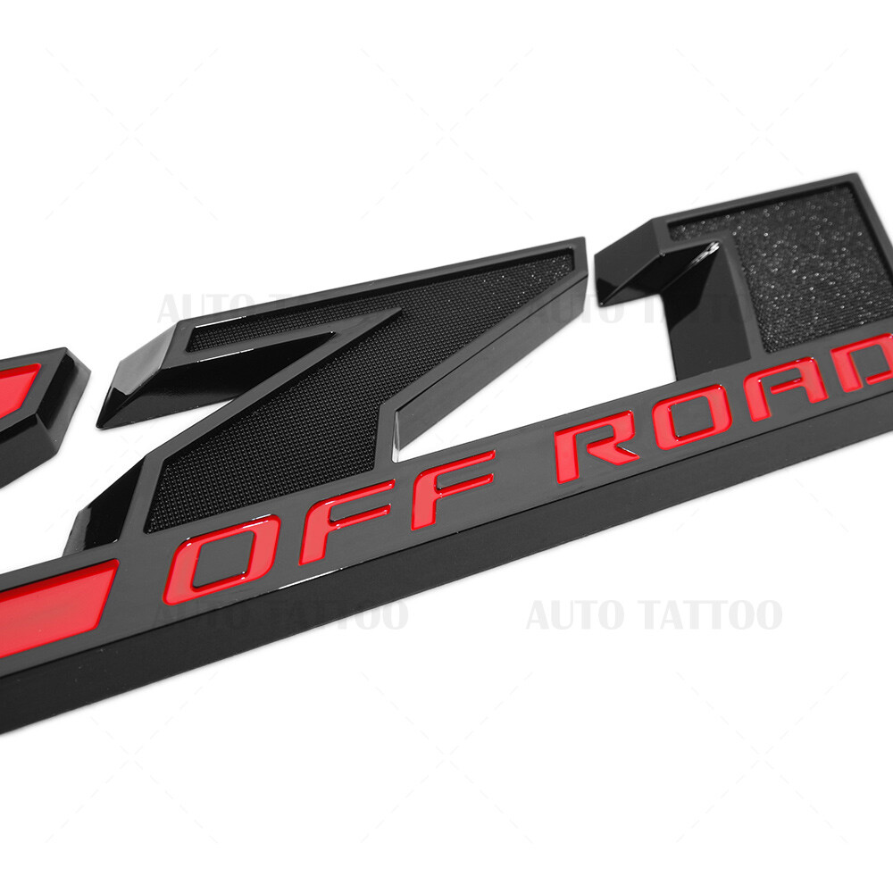 GM Chevy 09-21 Z71 Offroad Front Door Nameplate Logo Emblem Badge OEM Black Red