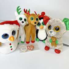 5 Christmas TY Beanie Boos 6  Mac Tinsel Peppermint Freeze Scoop Tag Toy Gift