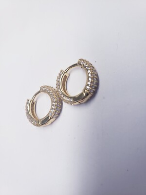 cernucci ICED HOOP EARRINGS - GOLD TONE 