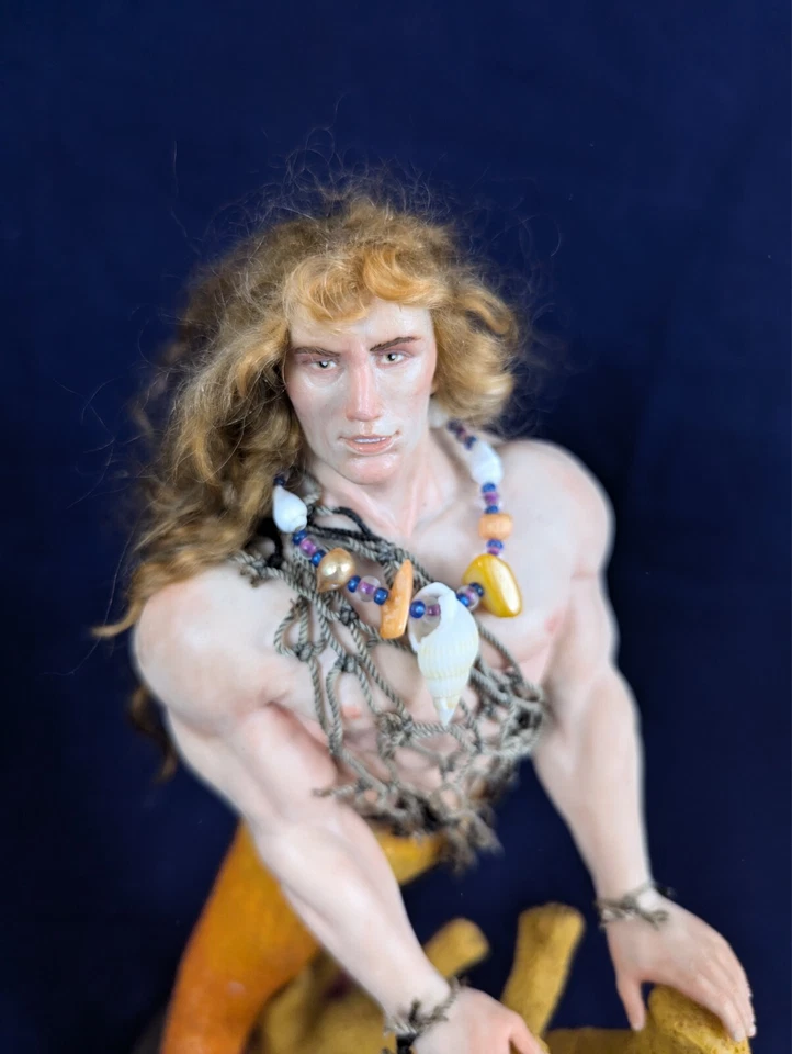 John Cleary 2018 14" de alto cola naranja y coral con base de madera necesita reparación Foto 4 de 4