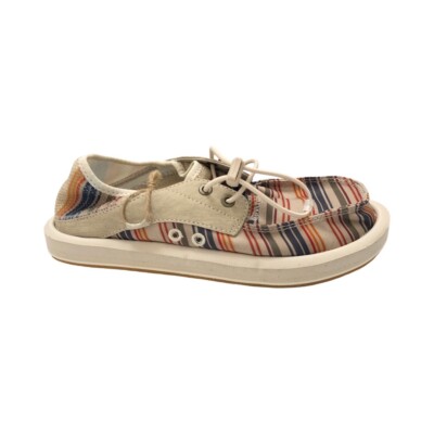 Sanuk Women's Boatie ST Soft Top Loafers Shoes Beige Coastal Stripe 1134670