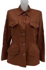 Women’s Emilio Pucci Brown Jacket 100% Flax Size 44 To Fit Uk 12 New