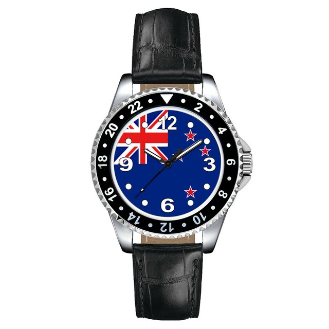 New Zealand Country Flag Unisex Mens Ladies Leather Band Quartz Wrist