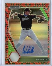 2021 Panini Prizm Draft Picks Base Auto Prizms Snake Skin #57 Wes Kath #07/15