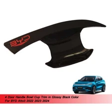 4 Door Glossy Black Handle Bowl Cup Trim For BYD Atto3 2022 2023 2024 