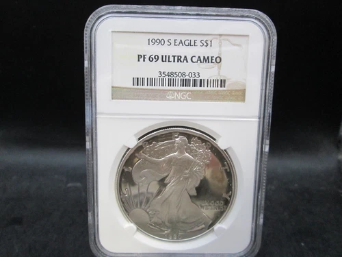 1990 S American Eagle Proof Silver 1oz. Dollar Coin NGC PF 69 Ultra Cameo