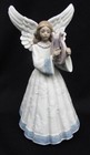 Lladro angel with lyre harp figurine tree top blue accents beautiful 8" tall