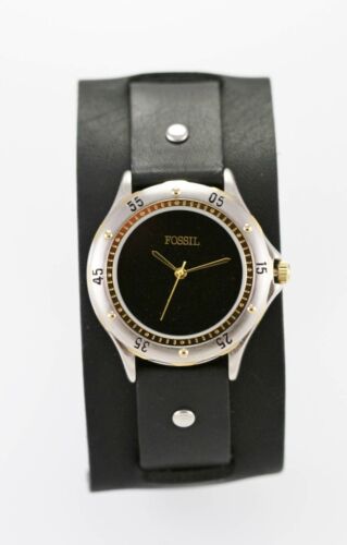 Fossil Reloj de Hombre Cuero Negro Acero Inoxidable Plata Oro Batería 50m Cuarzo - Imagen 1 de 3