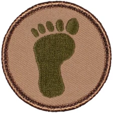 Olive Green Footprint Patrol Patch  - 2" Round Embroidered Patch