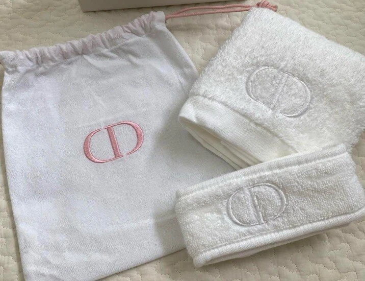 【LOT DE 3】 Christian Dior Japon Beauté Nouveauté Serviette & Pochette & Bandeau Cheveux NEUF