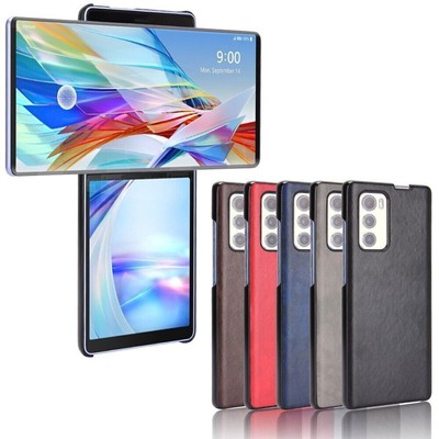 For LG Wing 5G Shockproof Hybrid Retro PU Leather Hard PC Lightweight Case Cover