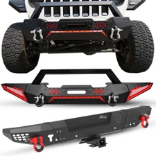 Hawkley Steel Front/Rear Bumper For 2007-2018 Jeep Wrangler JK JKU w/2*D-Rings
