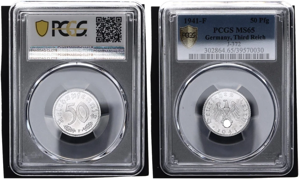 3. Reich 50 Pfennig 1941-F   J.372 PCGS MS65 Stempelglanz   116033 - Bild 1 von 1