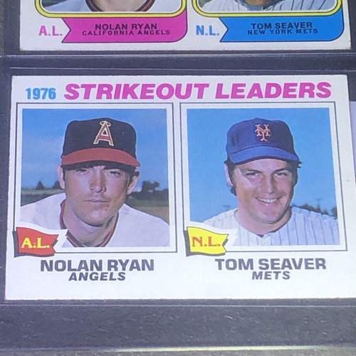 Lotto carte da baseball Nolan Ryan VG EX 73 76 77 Strikeout Leaders Topps Seaver HOF - Foto 2 di 16