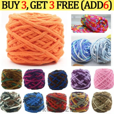 100G Skeins Yarn Chunky Crochet Chenille Milk Soft Baby Velvet Knitting Wool UK