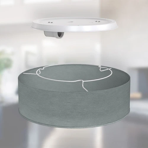 Deckenlampe Stoff grau Textil Lampenschirm Deckenleuchte Wohnzimmer Schlafzimmer - Bild 8 von 9