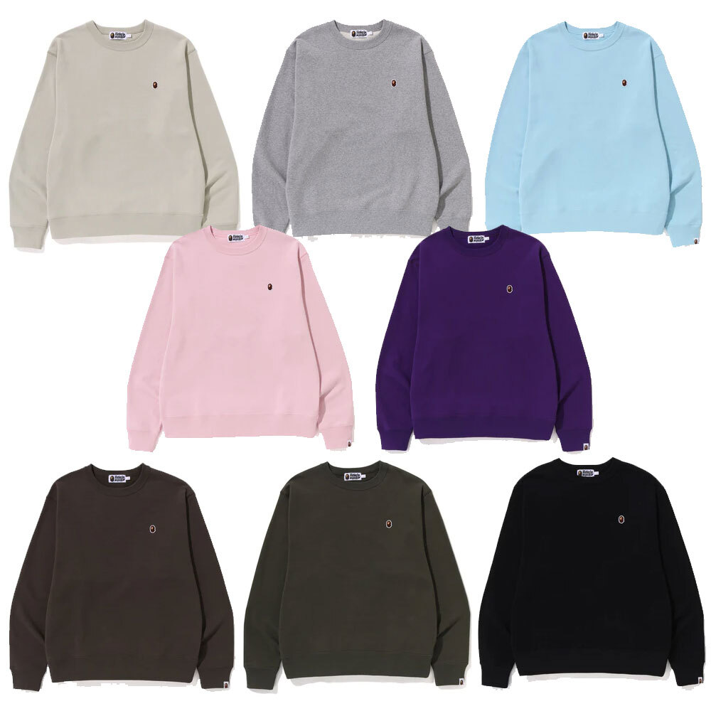 A BATHNIG APE Men's APE HEAD ONE POINT RELAXED FIT CREWNECK