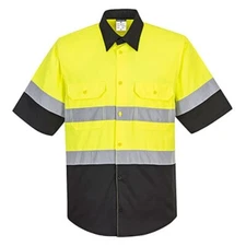 Portwest  E067 - Hi-Vis Contrast Shirt S/S Yellow/Black Class 3